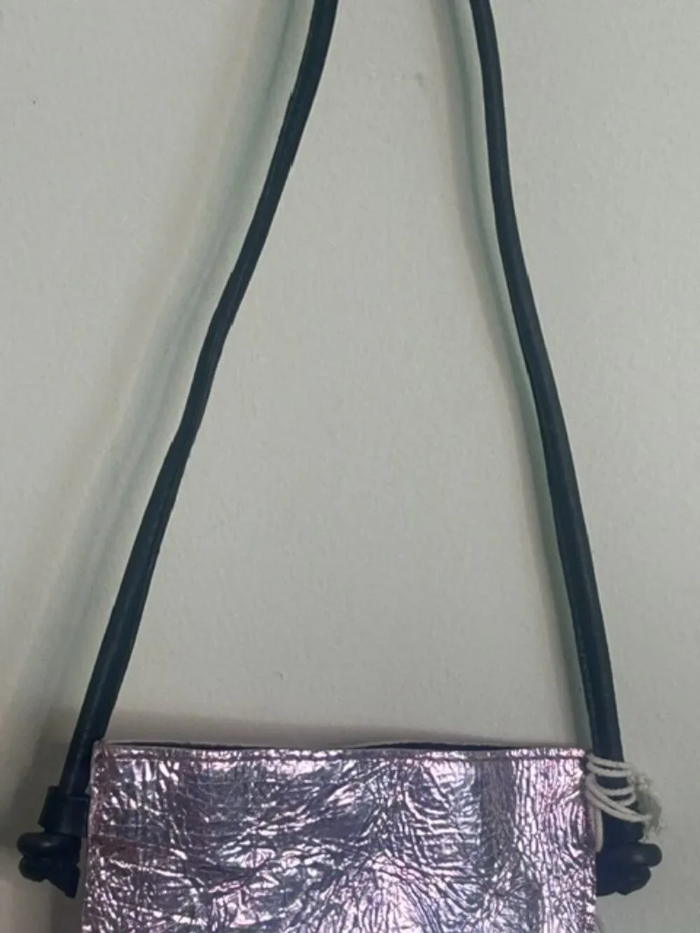 Free People Glitter Damsel Metallic Pink Leather Crossbody Handmade NWT - Picture 8 of 16